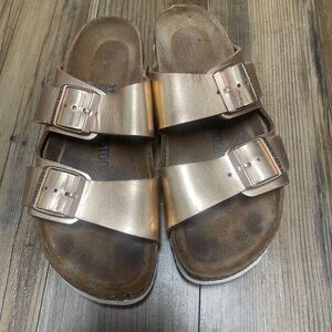 Birkenstock Rose Gold Buckle Sandals